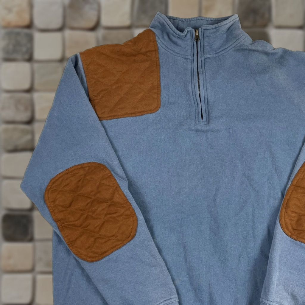 Vintage Gander Mountain Sweater Mens XL Blue 1/4 Zip Elbow Pads Pullover Knit 1/4 Zip Pockets Logo Mock Neck Size US XL / EU 56 / 4 - 1 Thumbnail