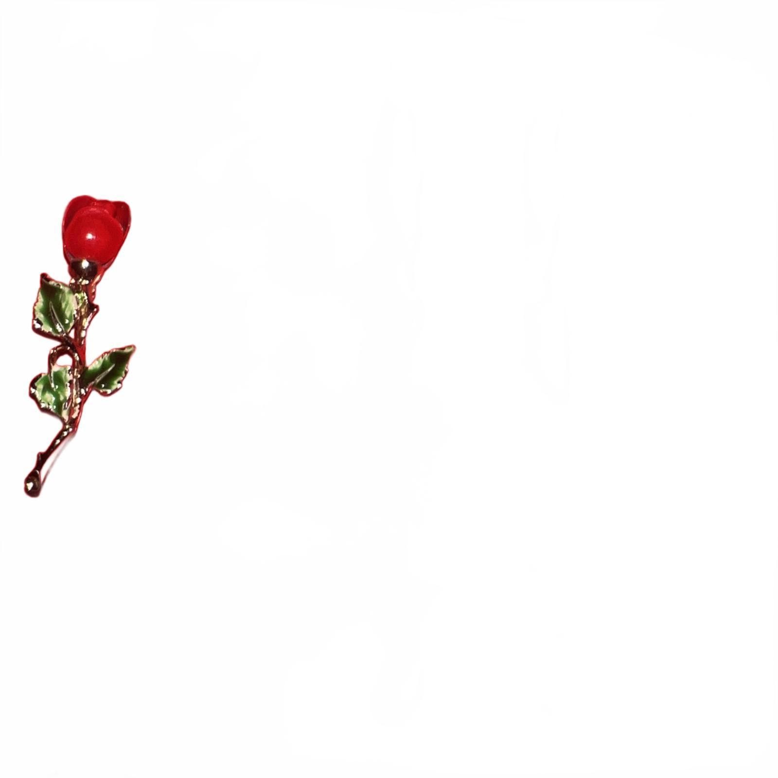The Unbranded Brand Red Rose Brooch Pin with Green Leaves Size ONE SIZE - 3 Thumbnail