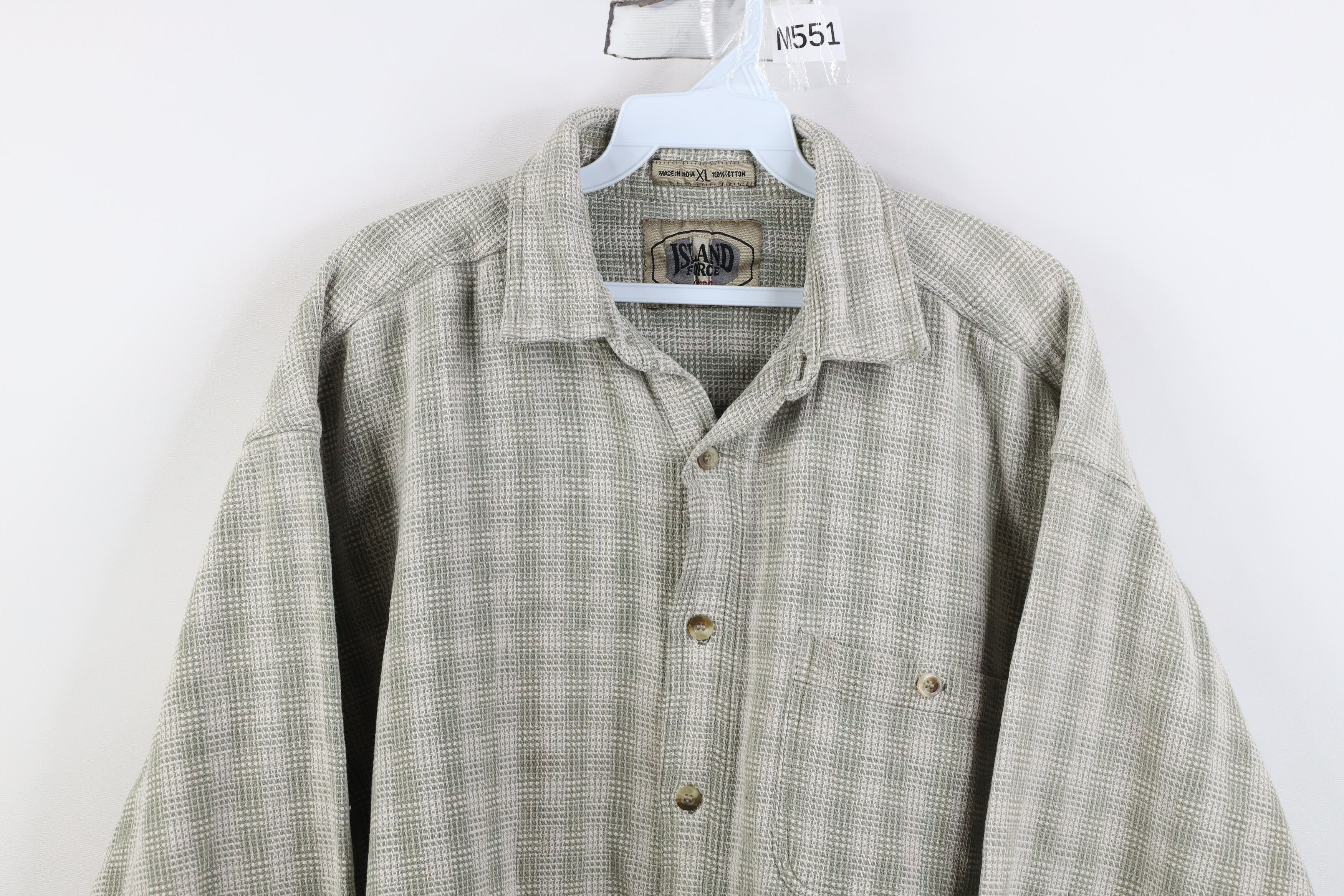 Vintage Vintage 90s Streetwear Cotton Weave Collared Button Shirt Size US XL / EU 56 / 4 - 2 Thumbnail