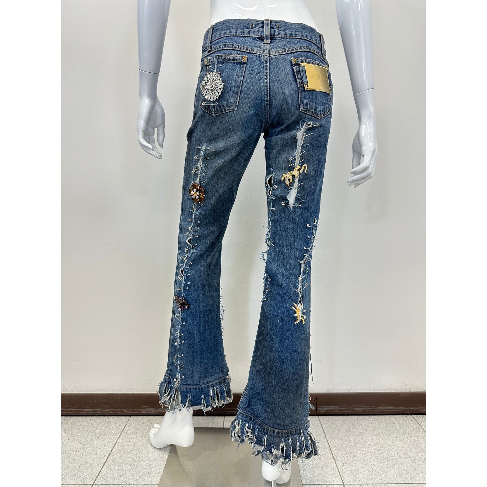Dolce & Gabbana S/S 2001 Dolce & Gabbana safety pin punk jeans with broches Size 27" / US 4 / IT 40 - 1 Thumbnail