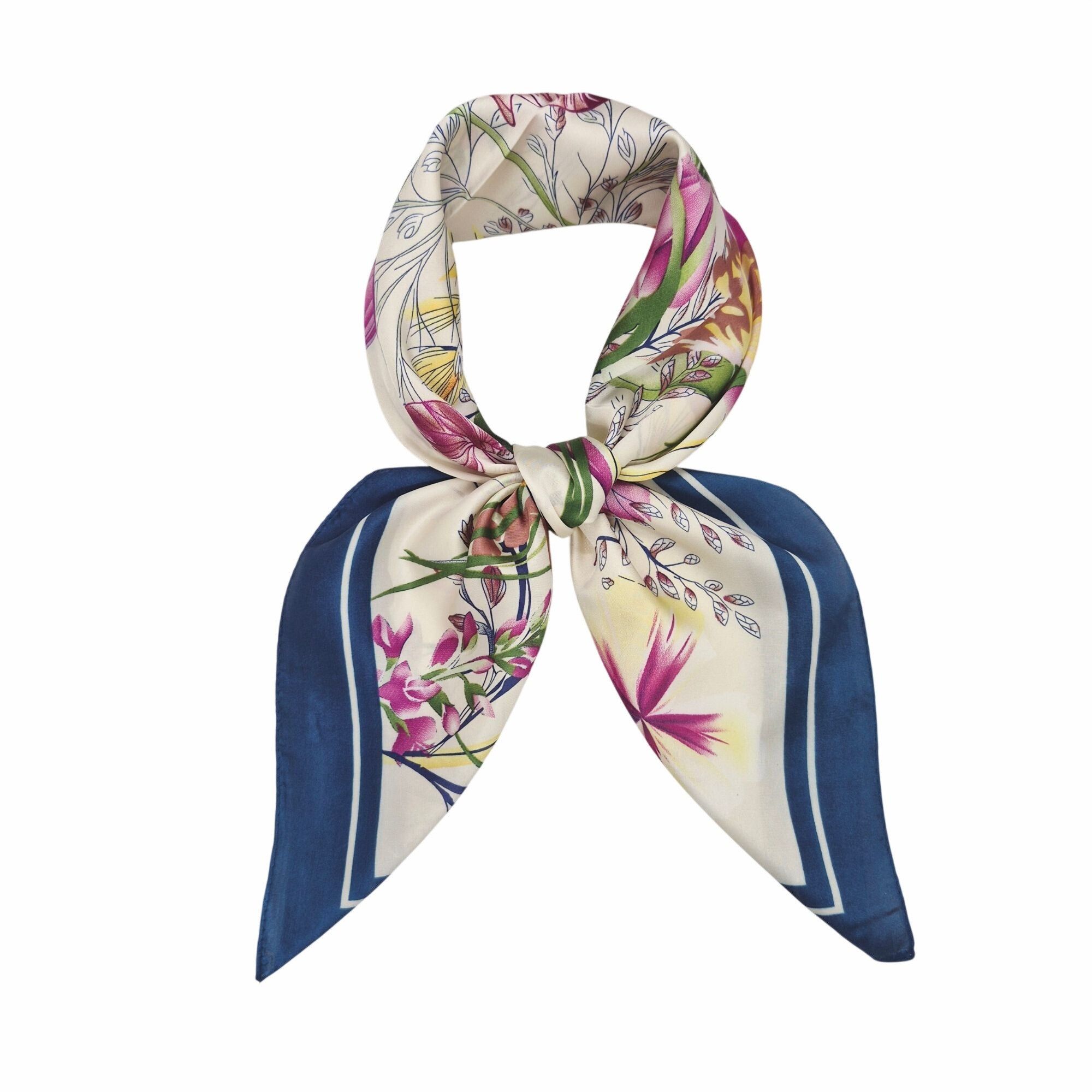 Other ⭐Luxur Elegant Purple Floral Silky Square Scarf Leaf Floral Size ONE SIZE - 3 Thumbnail