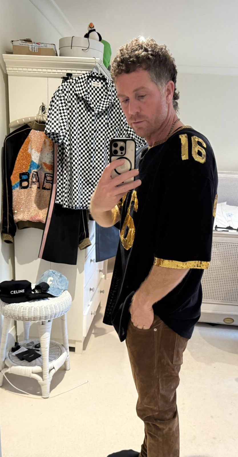 Celine $1.74k SS23 Celine 16 black gold sequin logo jersey t shirt Size US S / EU 44-46 / 1 - 4 Thumbnail