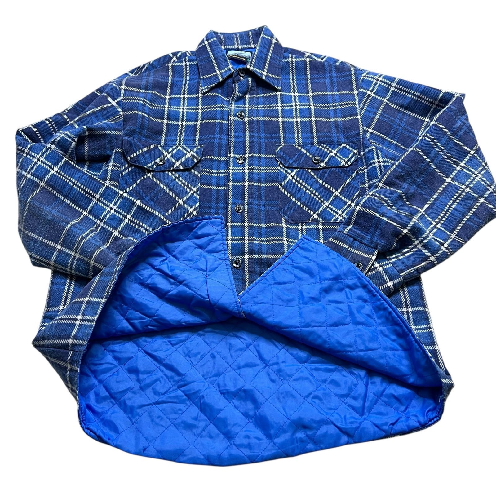 Fieldmaster Vintage Fieldmaster Blue Plaid Quilted Lined Flannel Medium Size US M / EU 48-50 / 2 - 8 Thumbnail