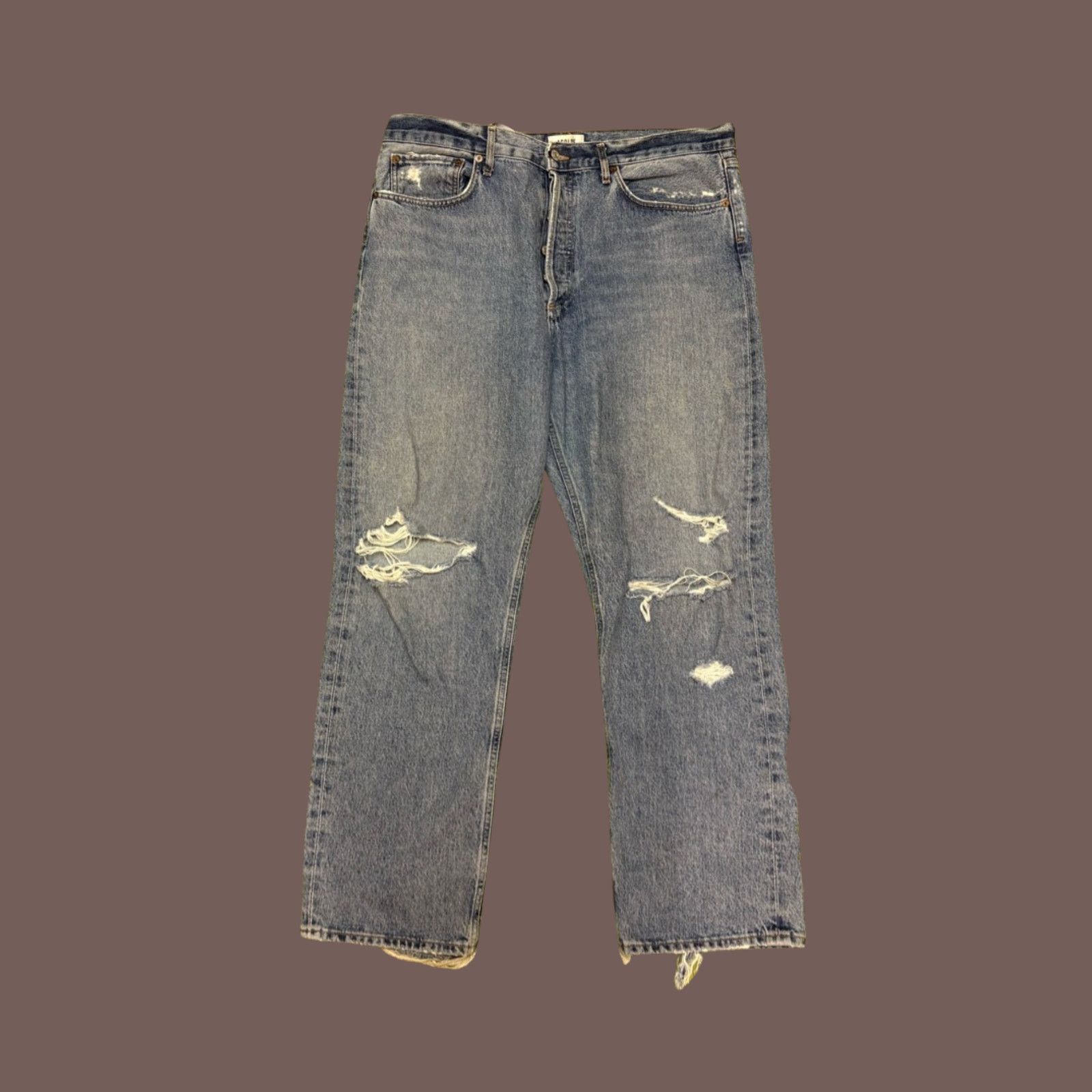 Agolde 90s Jeans | Agolde Distressed Blue | Cotton Straight Fit Size US 32 / EU 48 - 1 Thumbnail