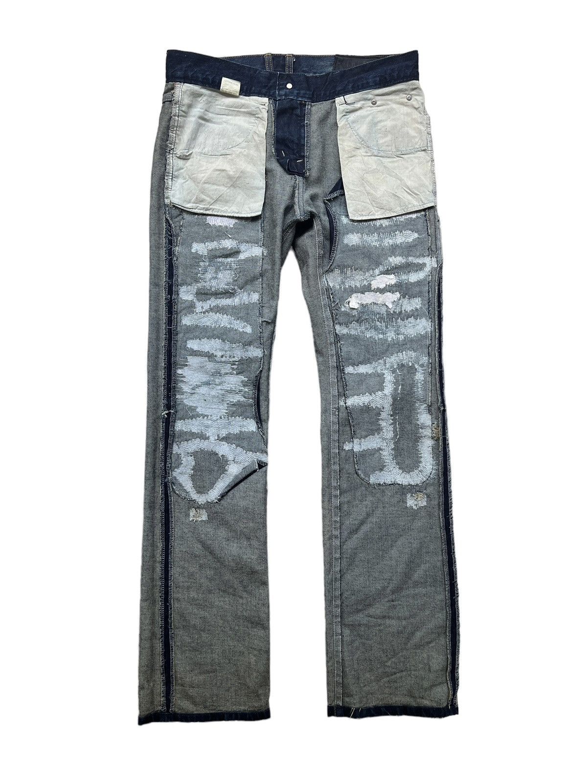 JACKROSE Jackrose 🇯🇵 Distressed Claw Mark Flare Denim Size US 33 - 14 Thumbnail