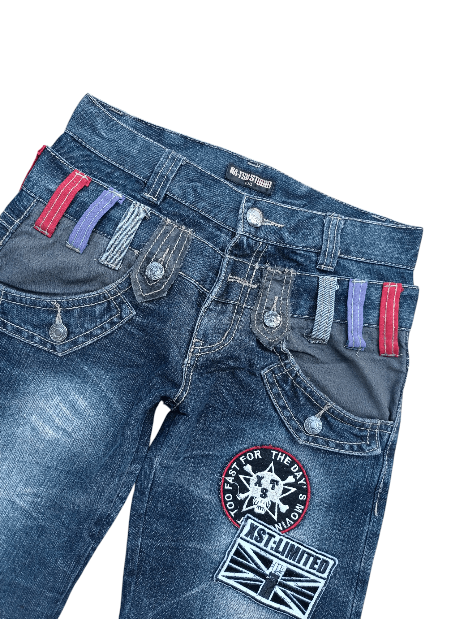 Japanese Brand RARE 🔥 Ba-tsu Studio Double Waist Patchwork Denim Jeans Size US 28 / EU 44 - 4 Thumbnail