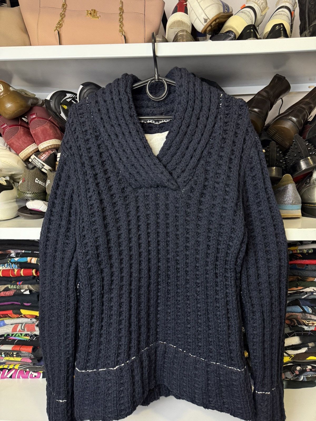 H&M × Maison Margiela Maison Margiela H&M Cable Knit V-Neck Wool Sweater Jumper Size US S / EU 44-46 / 1 - 2 Thumbnail