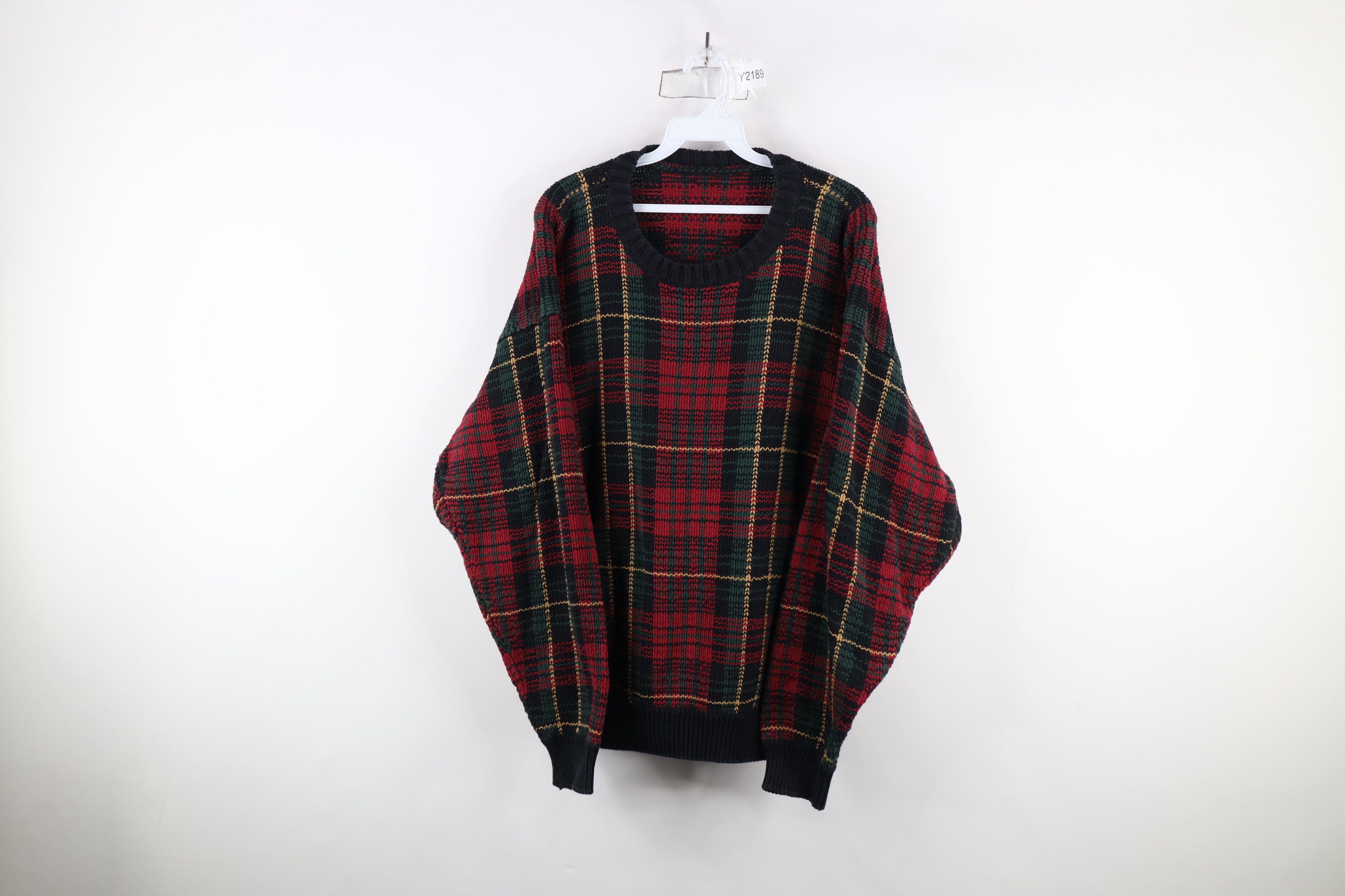 Vintage Vintage 90s Streetwear Heavyweight Crewneck Sweater Plaid Size US M / EU 48-50 / 2 - 1 Thumbnail