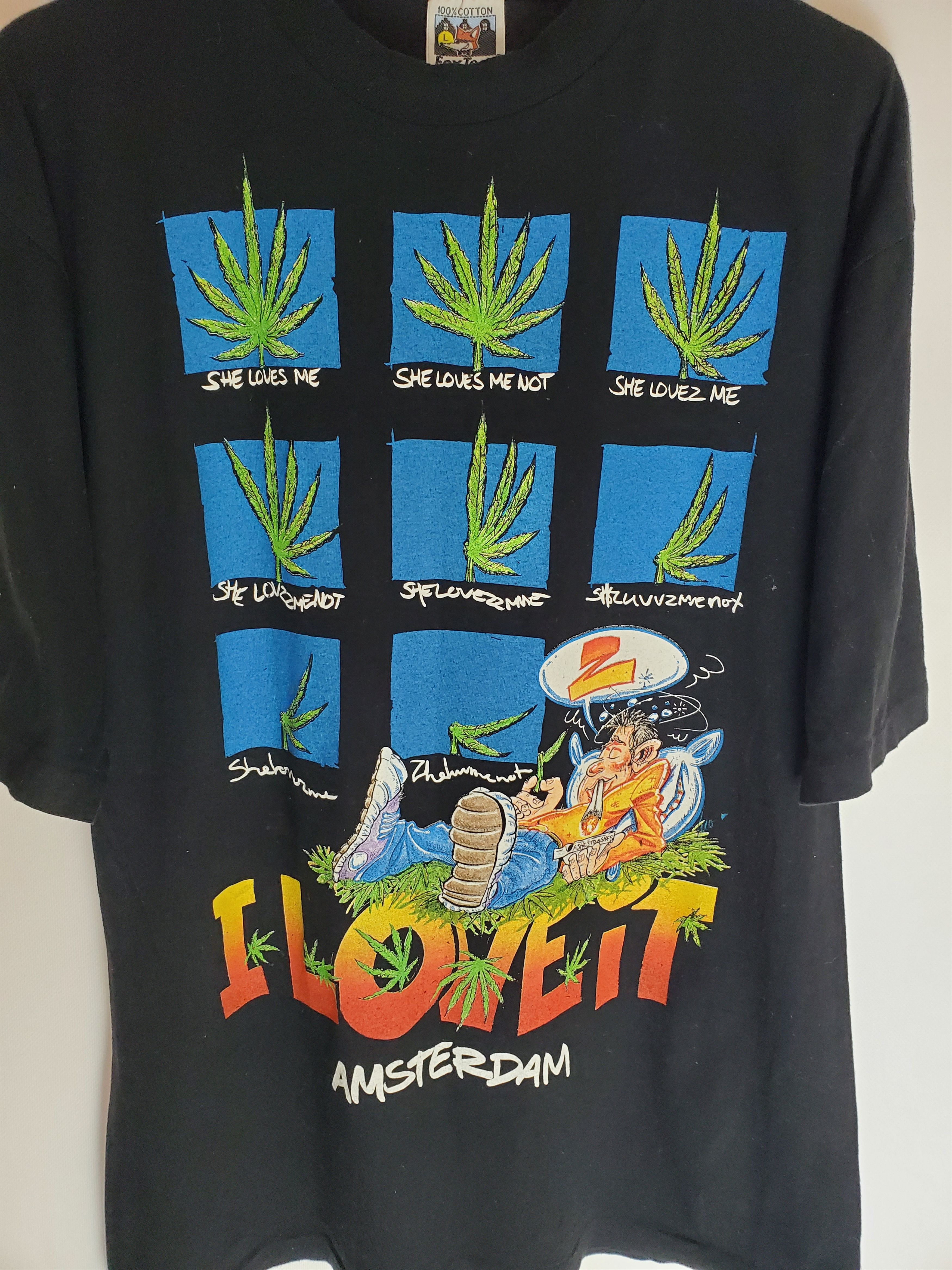Vintage Vintage 90s Love It Amsterdam CANNABIS POT Fox TeesT-Shirt M Size US M / EU 48-50 / 2 - 2 Thumbnail