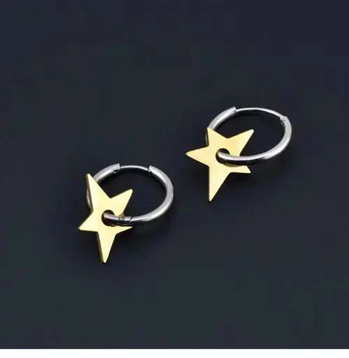 Other Stainless Steel Gold Star Hoop Earrings for Men Women Size ONE SIZE - 3 Thumbnail