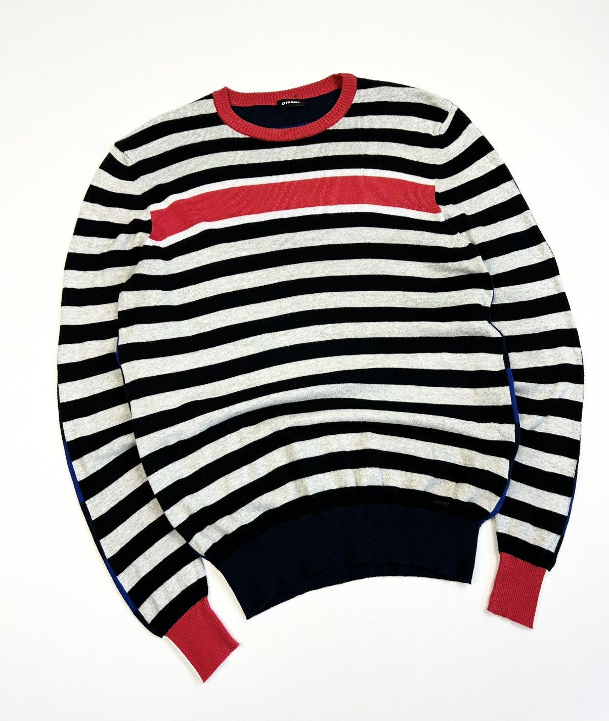 Diesel × Vintage Vintage Diesel Striped Pullover Avant-Garde Sweater Y2K Size US L / EU 52-54 / 3 - 2 Thumbnail