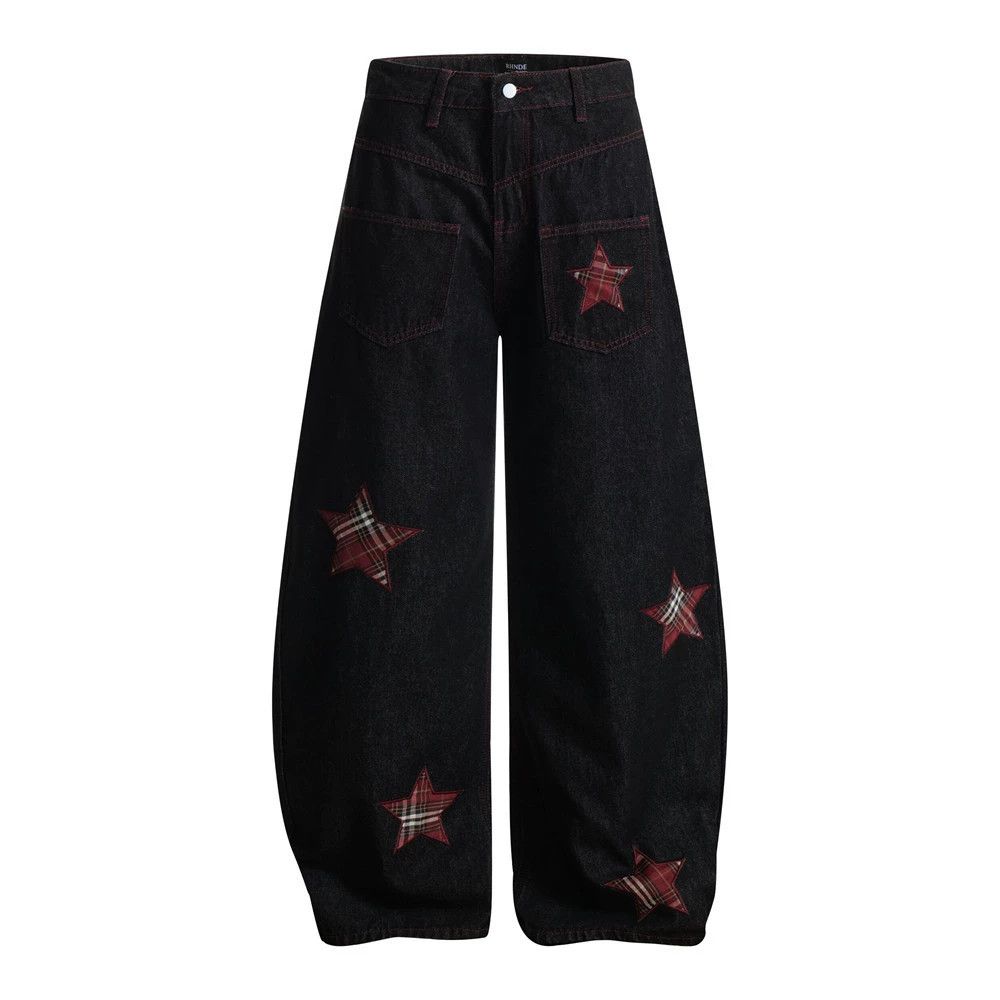 Jean Men's high street embroidered star loose scimitar jeans Size US 32 / EU 48 - 1 Thumbnail