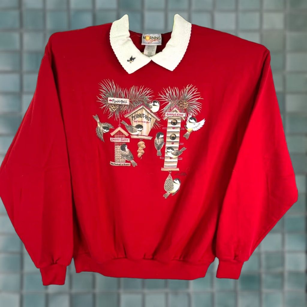 Vintage VINTAGE Morning Star Sweater Shirt Womens L Red Size L / US 10 / IT 46 - 1 Thumbnail