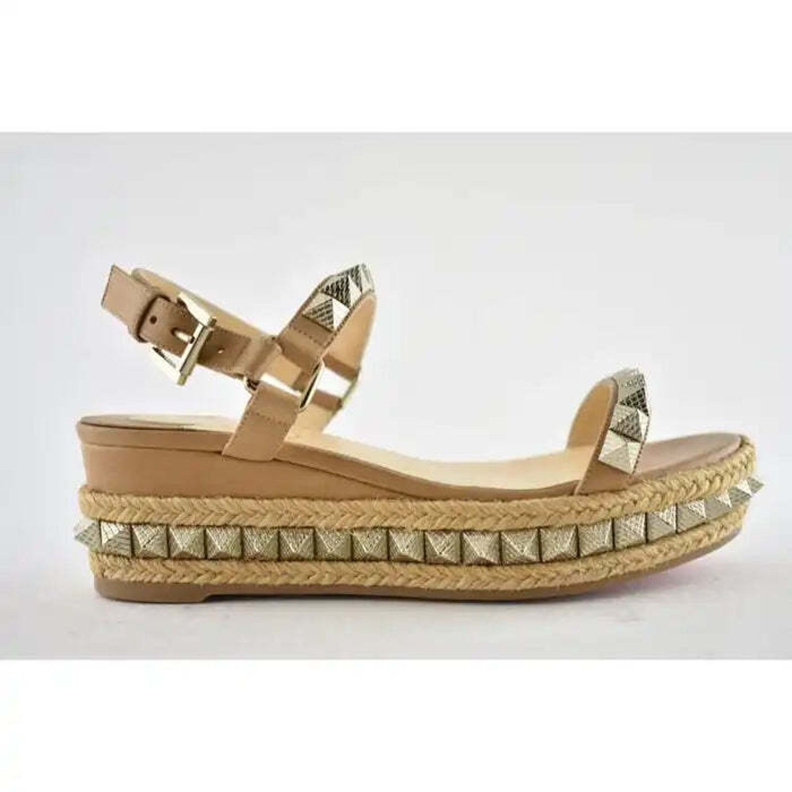 Christian Louboutin Pyraclou 60 Cuir Brown Platform Wedge Sandal Heel Pump 35 Size US 5 / IT 35 - 2 Thumbnail