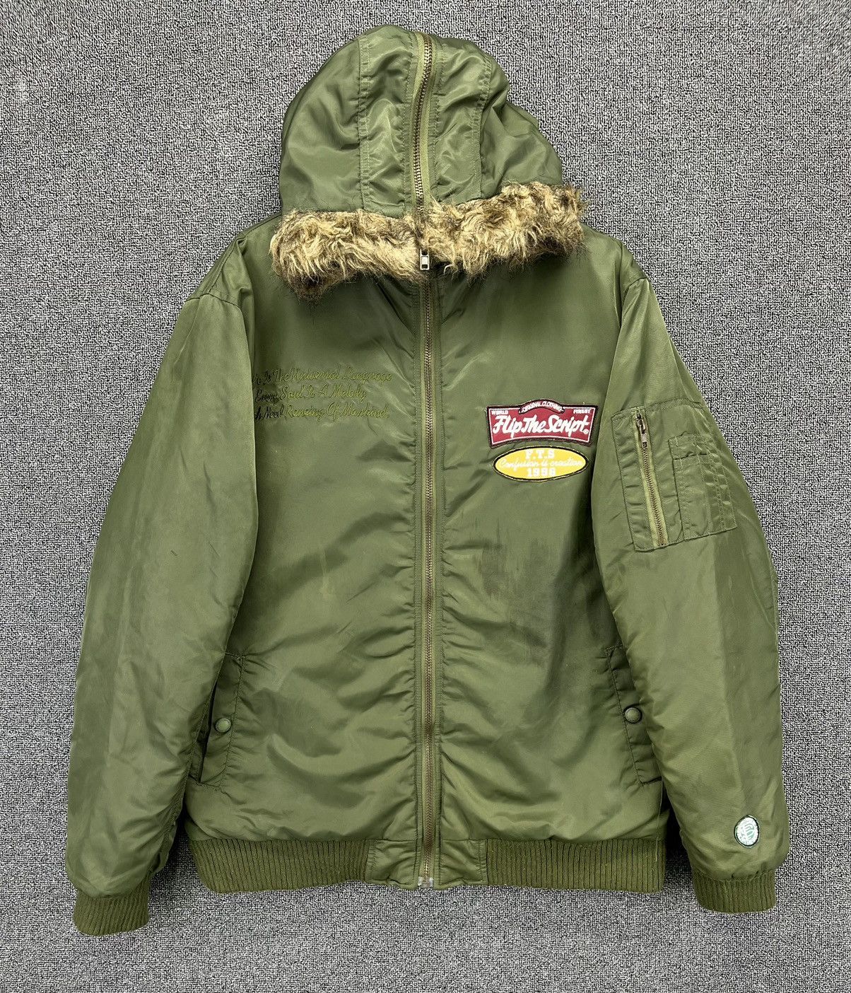Japanese Brand Vintage Flip The Script Fur Hooded Bomber Jacket Size US M / EU 48-50 / 2 - 2 Thumbnail