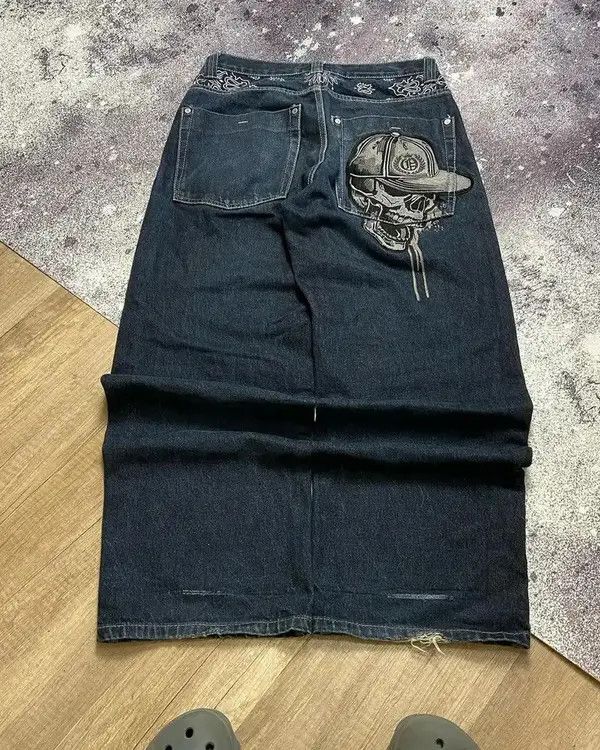 VIBE Punk Skeleton Print Baggy Jeans Size US 33 - 5 Thumbnail