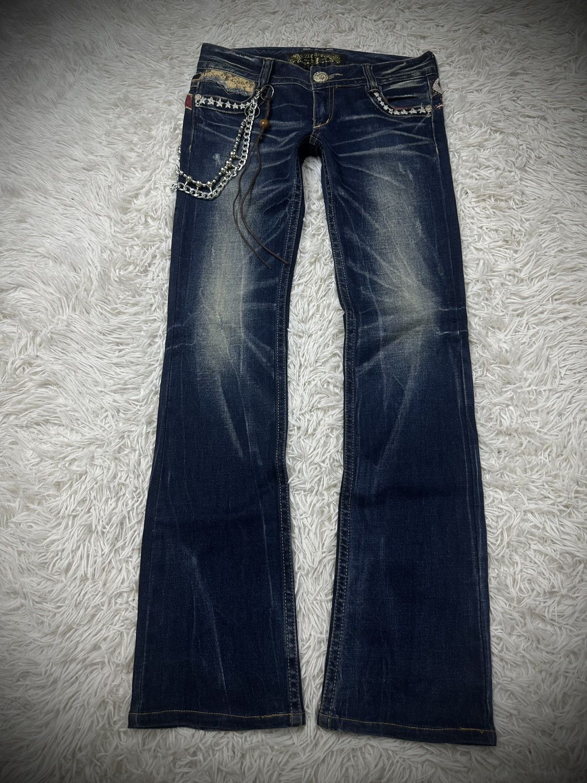 rare red pepper union jack studded embroidery flare