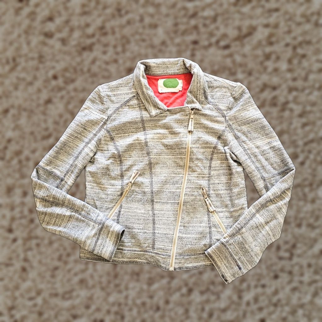 Anthropologie Anthropologie Jacket Womens Large Gray Motorcycle Full Zip Long Sleeve Stretch Size L / US 10 / IT 46 - 1 Thumbnail