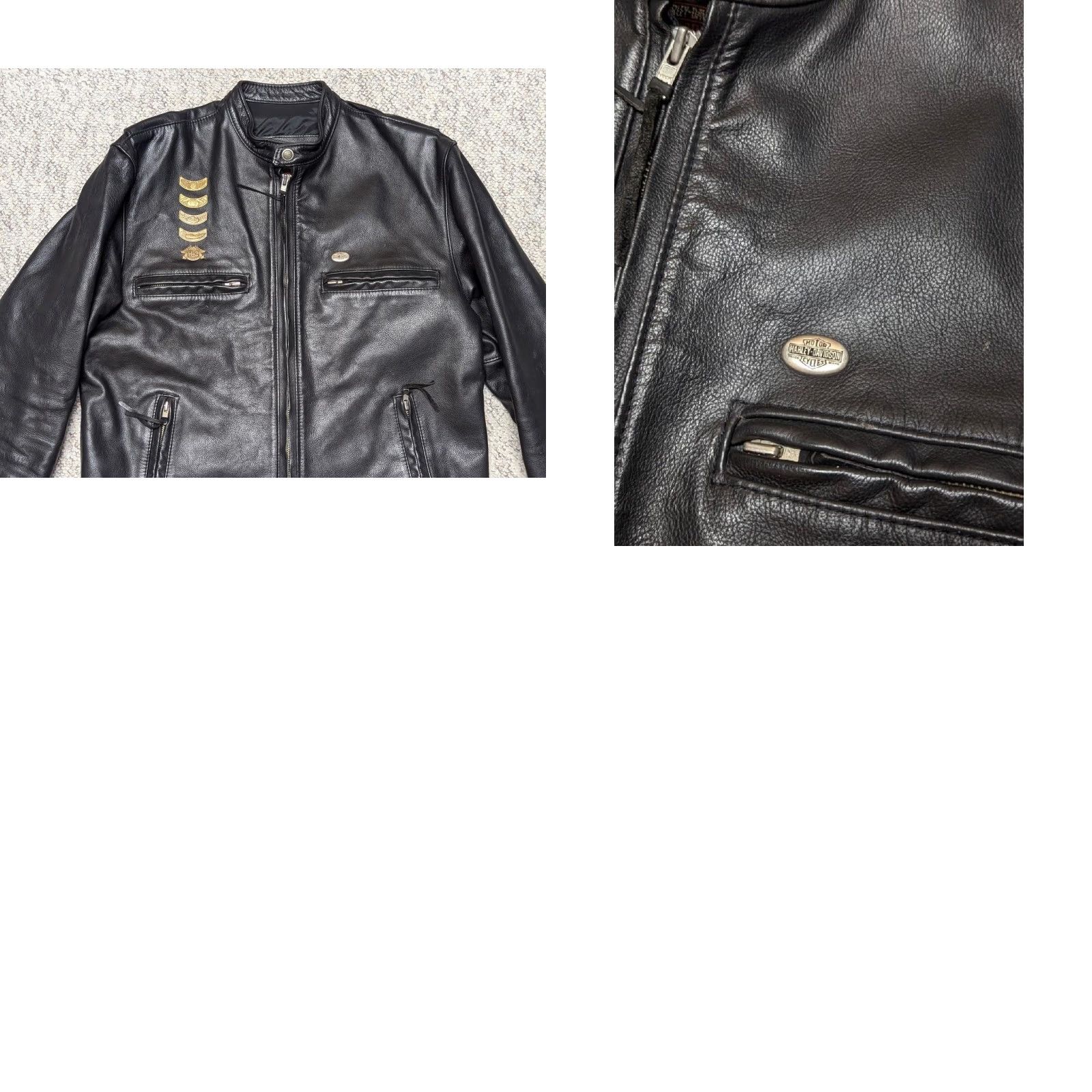 Harley Davidson VINTAGE Harley-Davidson Motorcycle Jacket Cafe Racer Leather Black M Mens US Made Size US M / EU 48-50 / 2 - 8 Thumbnail