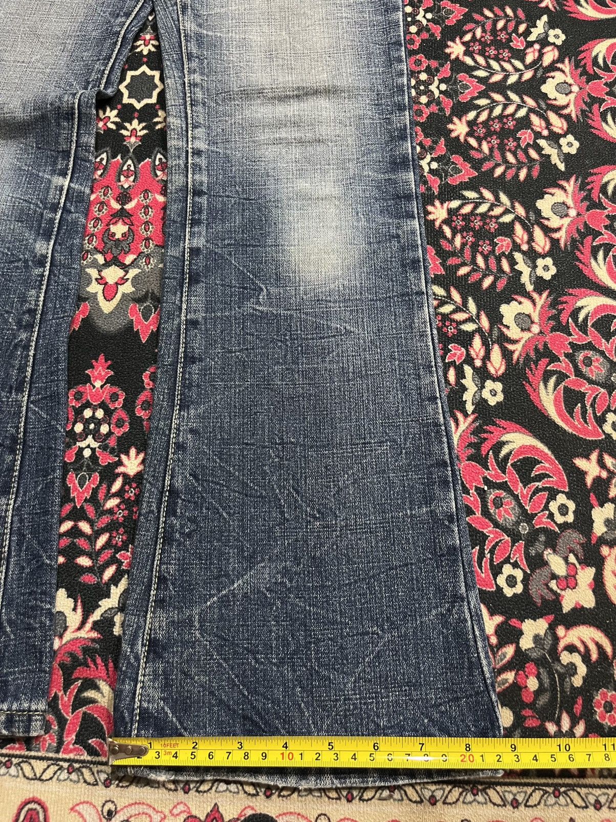 Vintage Vintage Japanese Brand Blue Whisker Washed Flare Jeans Size 30" / US 8 / IT 44 - 14 Thumbnail