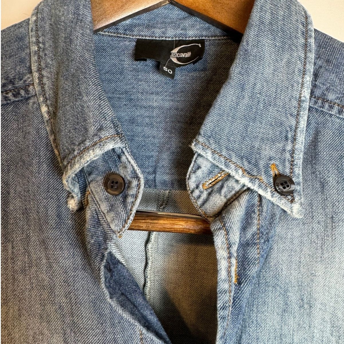Just Cavalli Just Cavalli Denim Button Down Shirt - Size L Size US L / EU 52-54 / 3 - 7 Thumbnail