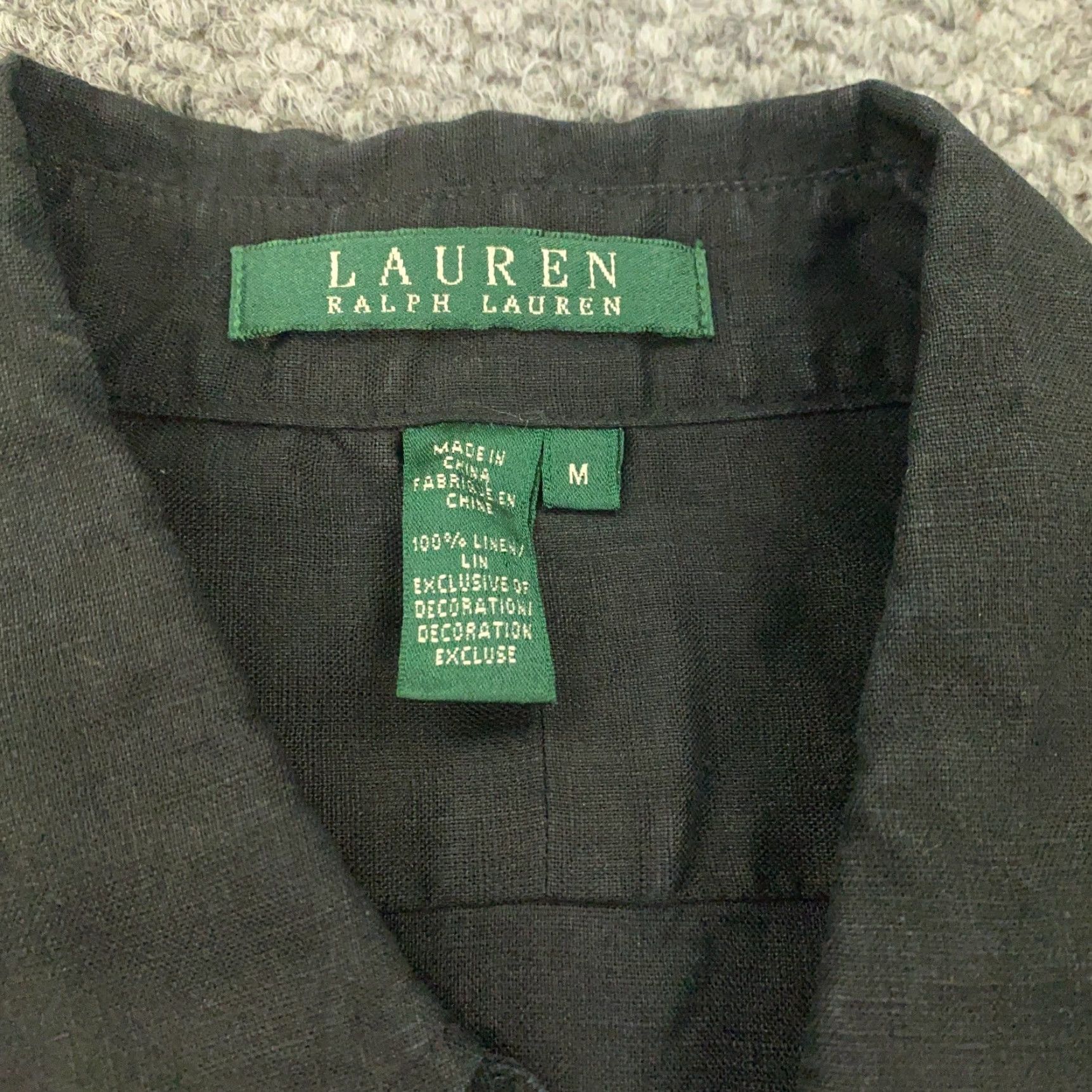 Ralph Lauren Ralph Lauren LRL Shirt Womens Linen Medium Black 3/4 Sleeve Blouse Top Size M / US 6-8 / IT 42-44 - 7 Thumbnail