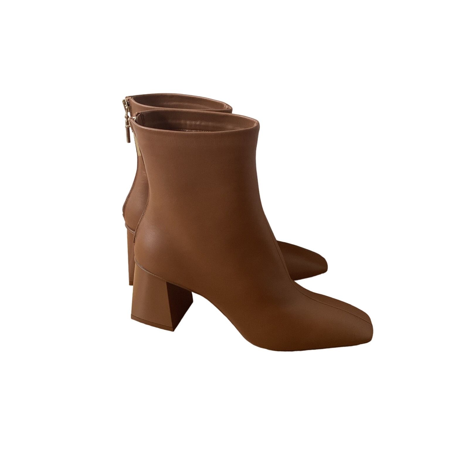 Max Mara NWT Max Mara Abby Block Square Toe Brown Ankle Boots Sz 40 Size US 9.5 / IT 39.5 - 5 Thumbnail