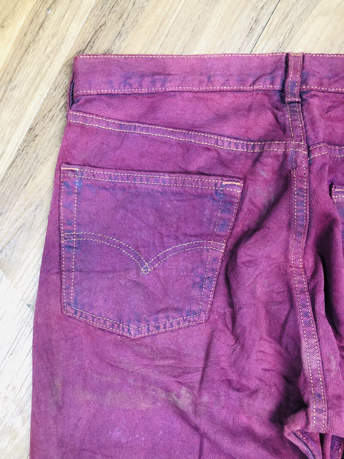 Levi's VINTAGE Levi's 501 USA Purple/Maroon Denim Button Fly (38) Size US 33 - 13 Thumbnail