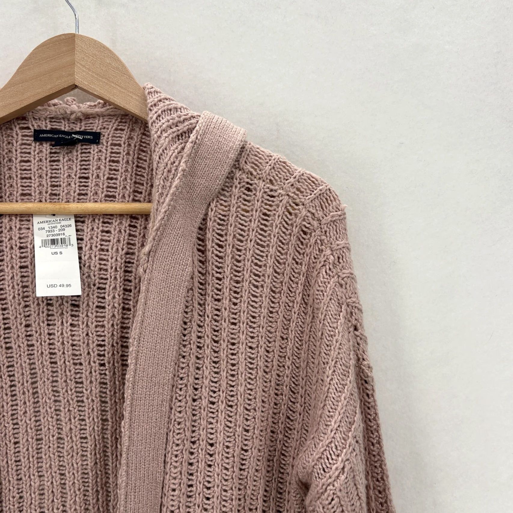 American Eagle Outfitters VINTAGE American Eagle Cardigan Sweater Womens Small Pink Hooded Open Knit Pockets NWT Size S / US 4 / IT 40 - 2 Thumbnail