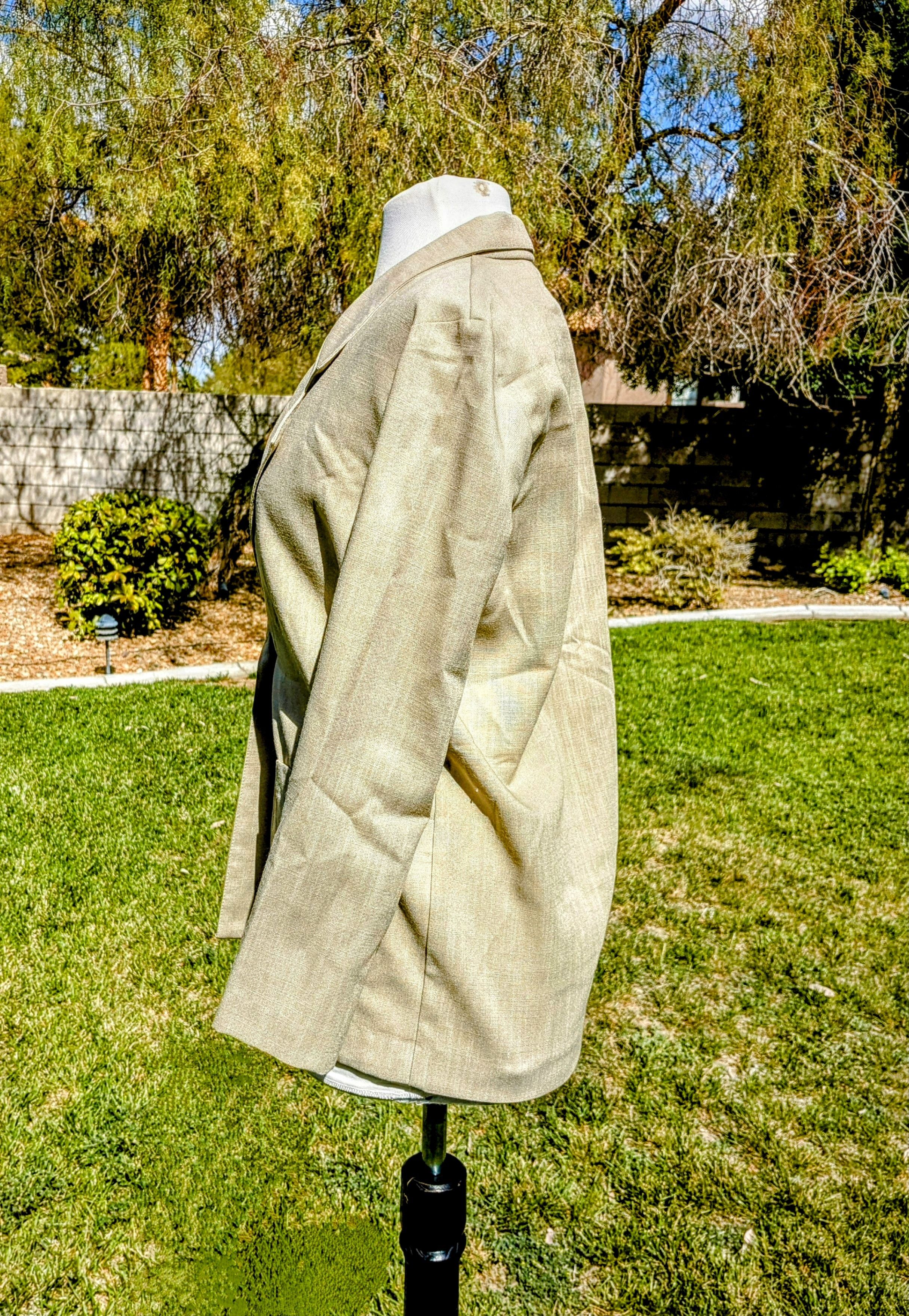 Designer VTG 1980's Briggs Petite Desert Tan Linen Jacket Pant Suit Size XS / US 0-2 / IT 36-38 - 4 Thumbnail