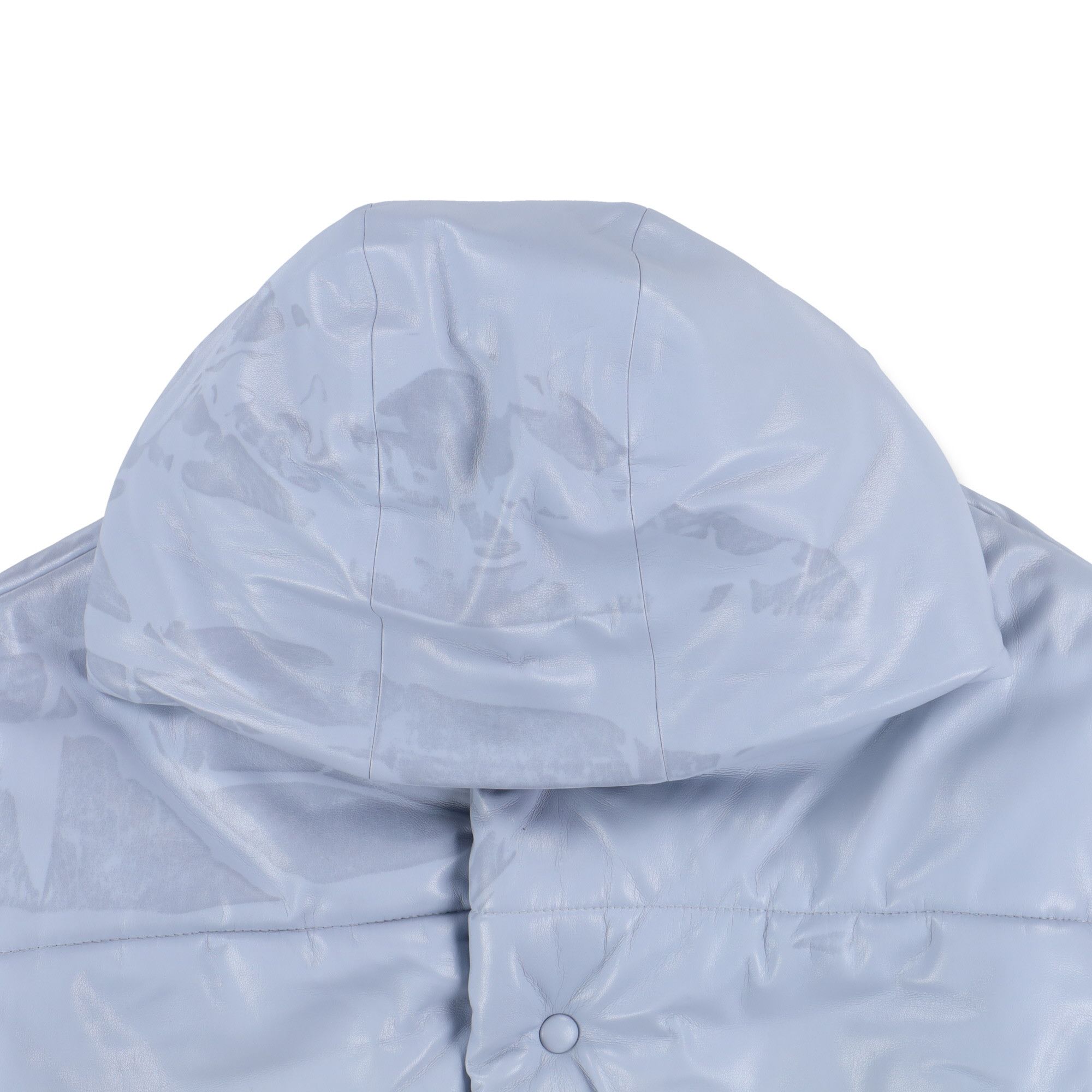 Nanushka Dusty Blue Vegan Leather Hooded Puffer Jacket Size S / US 4 / IT 40 - 7 Thumbnail