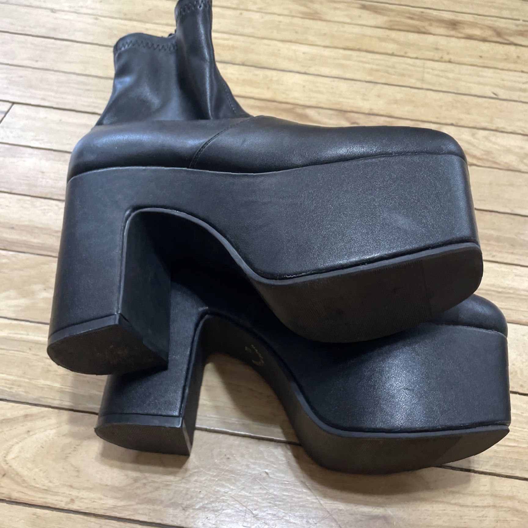 Vintage Harajuku C S. T&P Platform High Heels Black Zip Booties Women 8 Goth Rave Street Size US 8 / IT 38 - 7 Thumbnail