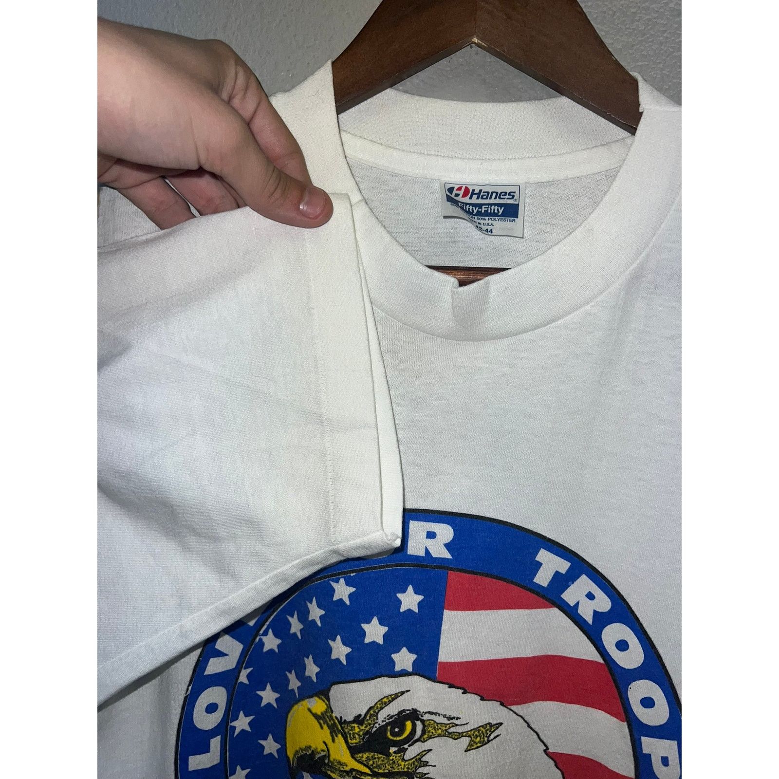 Hanes Vintage Love Our Troops Shirt Come Home Soon Tee 90s VTG L Size US L / EU 52-54 / 3 - 5 Thumbnail