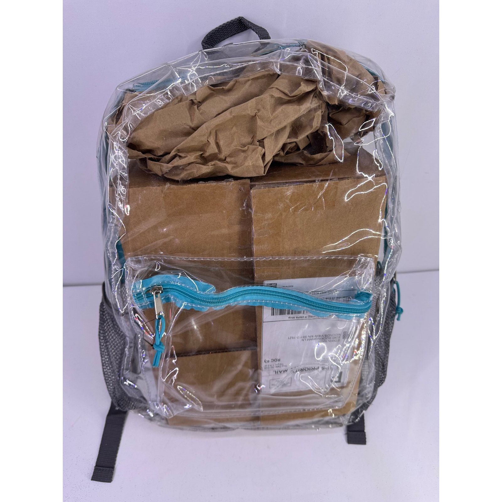 Other Adult Teenager Clear Backpack With Blue Straps 17” Tall Size ONE SIZE - 3 Thumbnail
