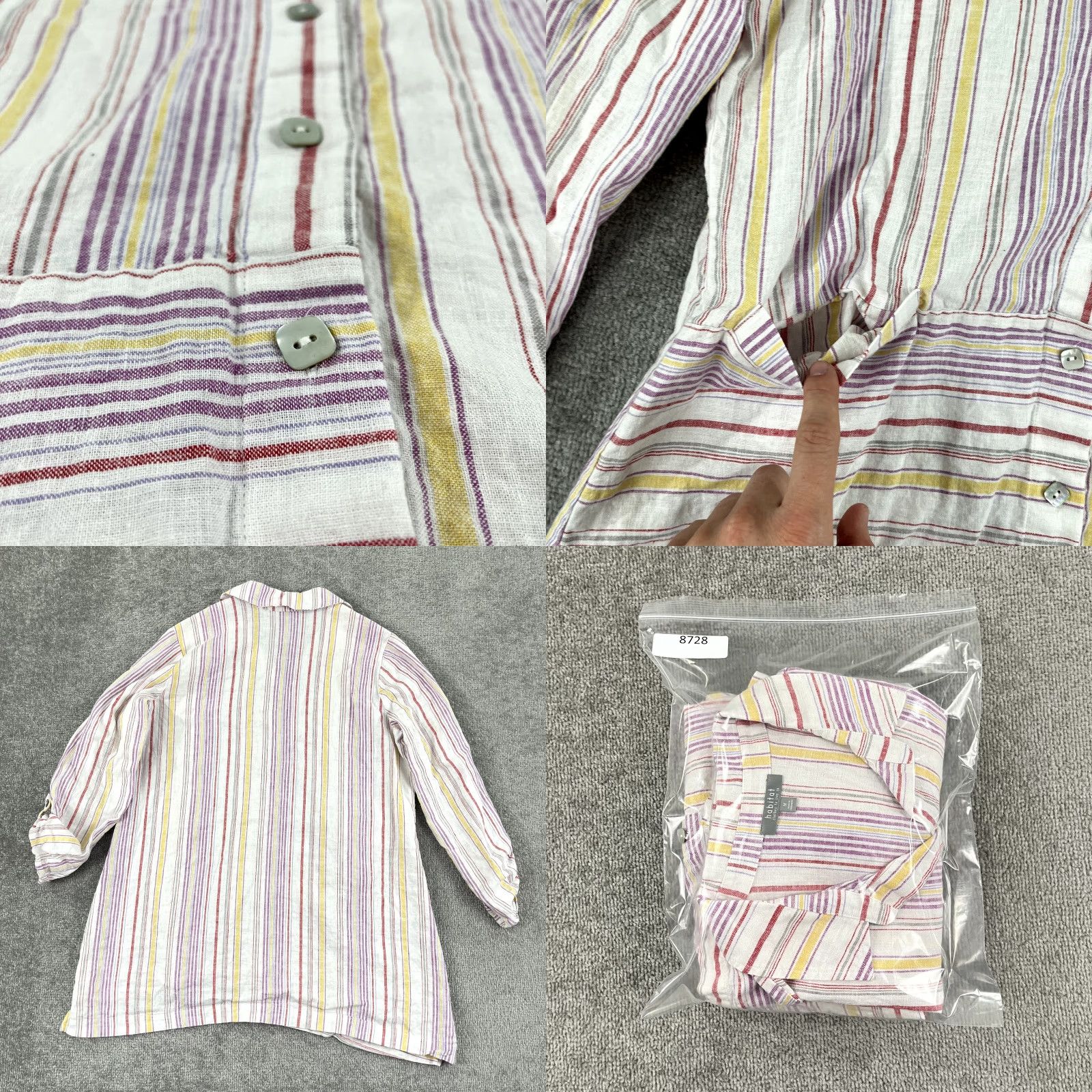 Habitat Habitat Shirt Womens M Striped Linen Cotton Blend Roll Tab Tunic Top Casual Travel Workwear Modern Classic Outdoors Size M / US 6-8 / IT 42-44 - 8 Thumbnail