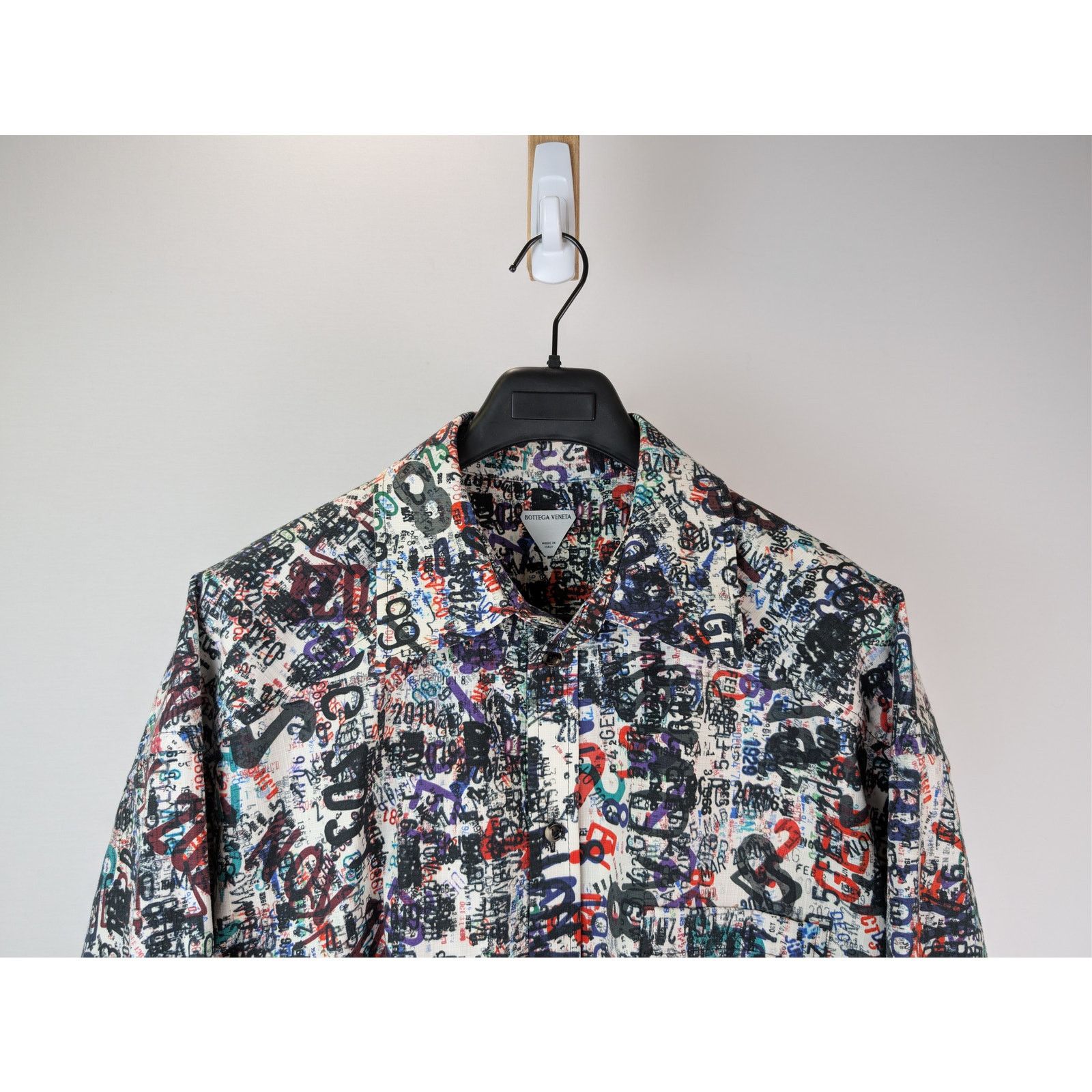 Bottega Veneta o1rshd1 Cotton Wool Date Memory Print Shirt in Chalk / Multi Size US L / EU 52-54 / 3 - 3 Thumbnail