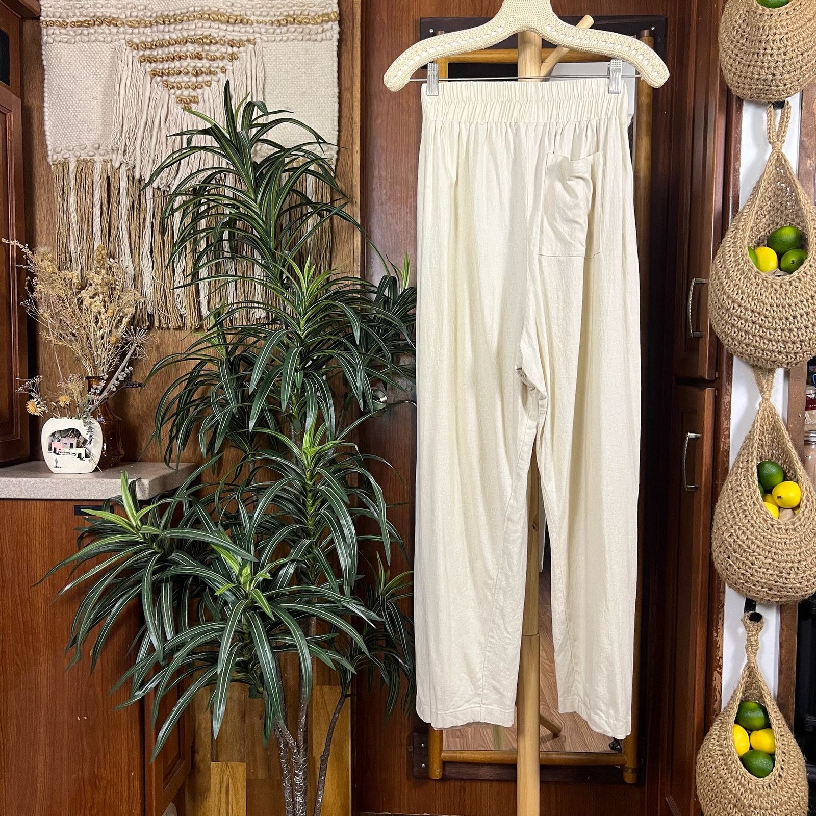 Handmade Boho Linen Wrap Pants S | Tie Front Minimalist Resort Style Size 26" / US 2 / IT 38 - 2 Thumbnail