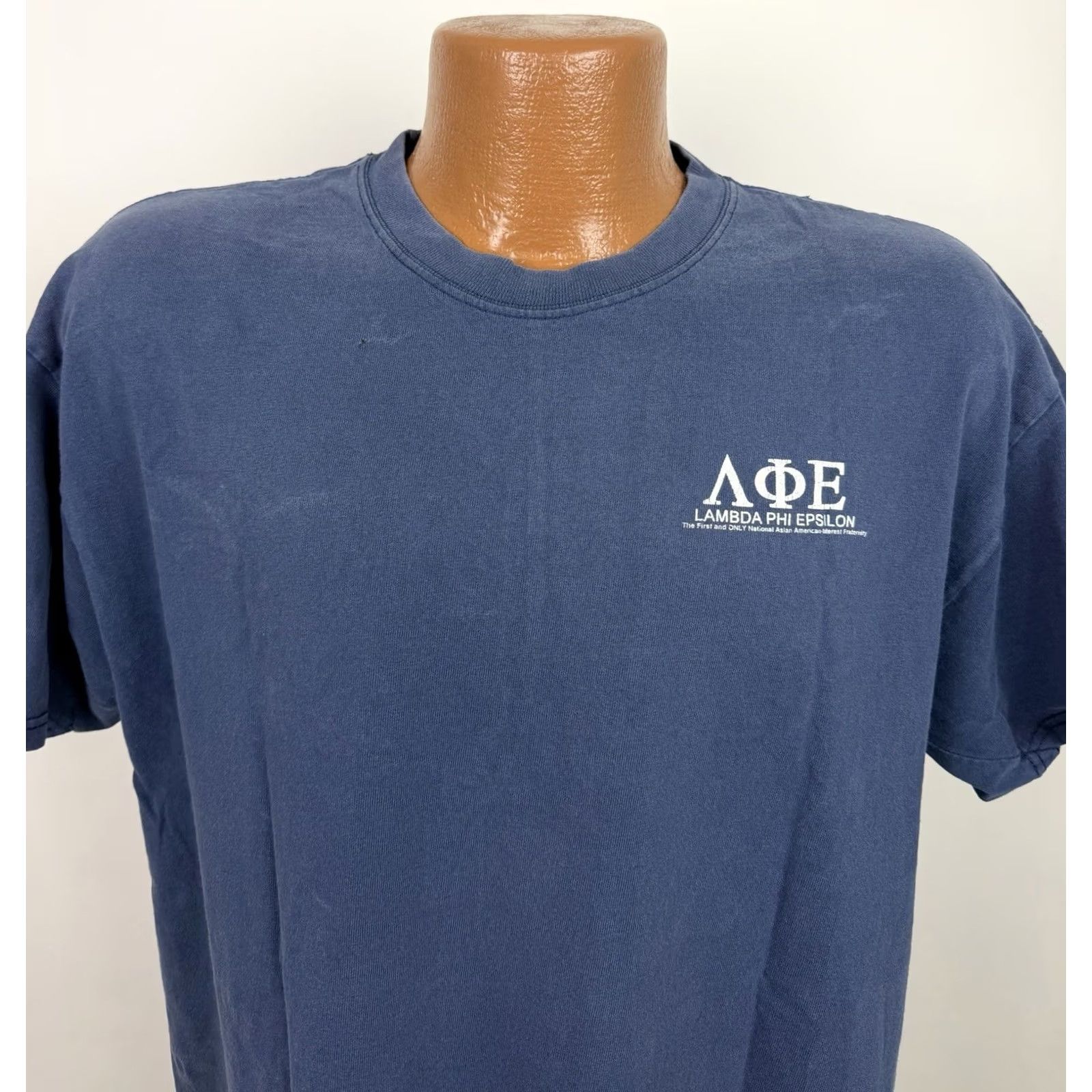 Vintage Vintage Fraternity Shirt Mens Large 90s Y2K Faded Navy Blue Size US L / EU 52-54 / 3 - 3 Thumbnail