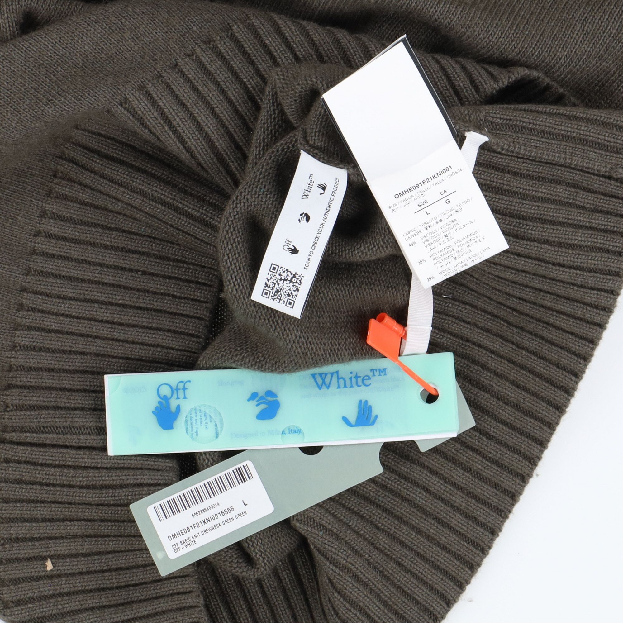 Off-White Green Embroidered Crewneck Knitted Sweater Size US L / EU 52-54 / 3 - 9 Thumbnail