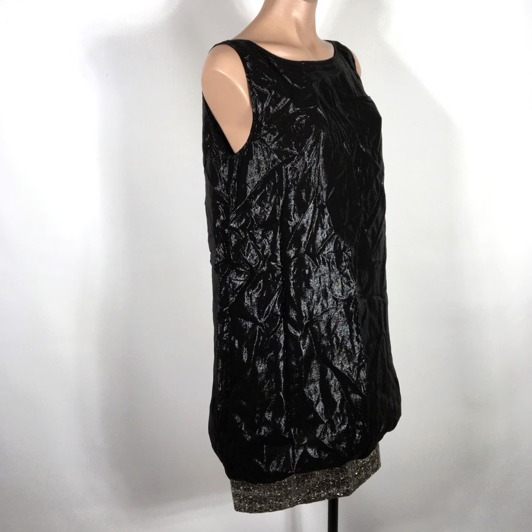 Badgley Mischka VINTAGE Badgley Mischka Wet Look Shiny Bubble Dress Black Silver VTG y2k Club Party Dress 10 Mens Women Girls Boys Size L / US 10 / IT 46 - 4 Thumbnail