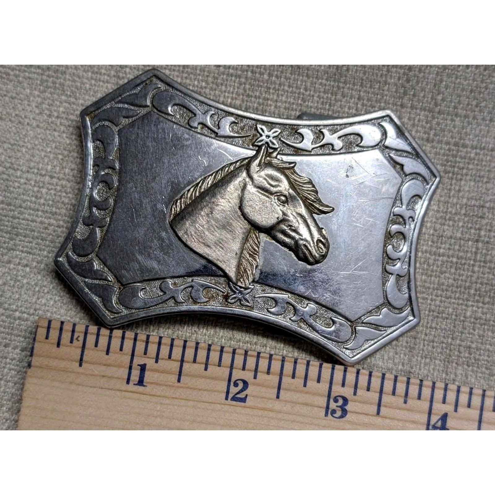 Vintage VINTAGE HORSE HEAD belt buckle Western cowboy rodeo chrome metal Size ONE SIZE - 5 Thumbnail