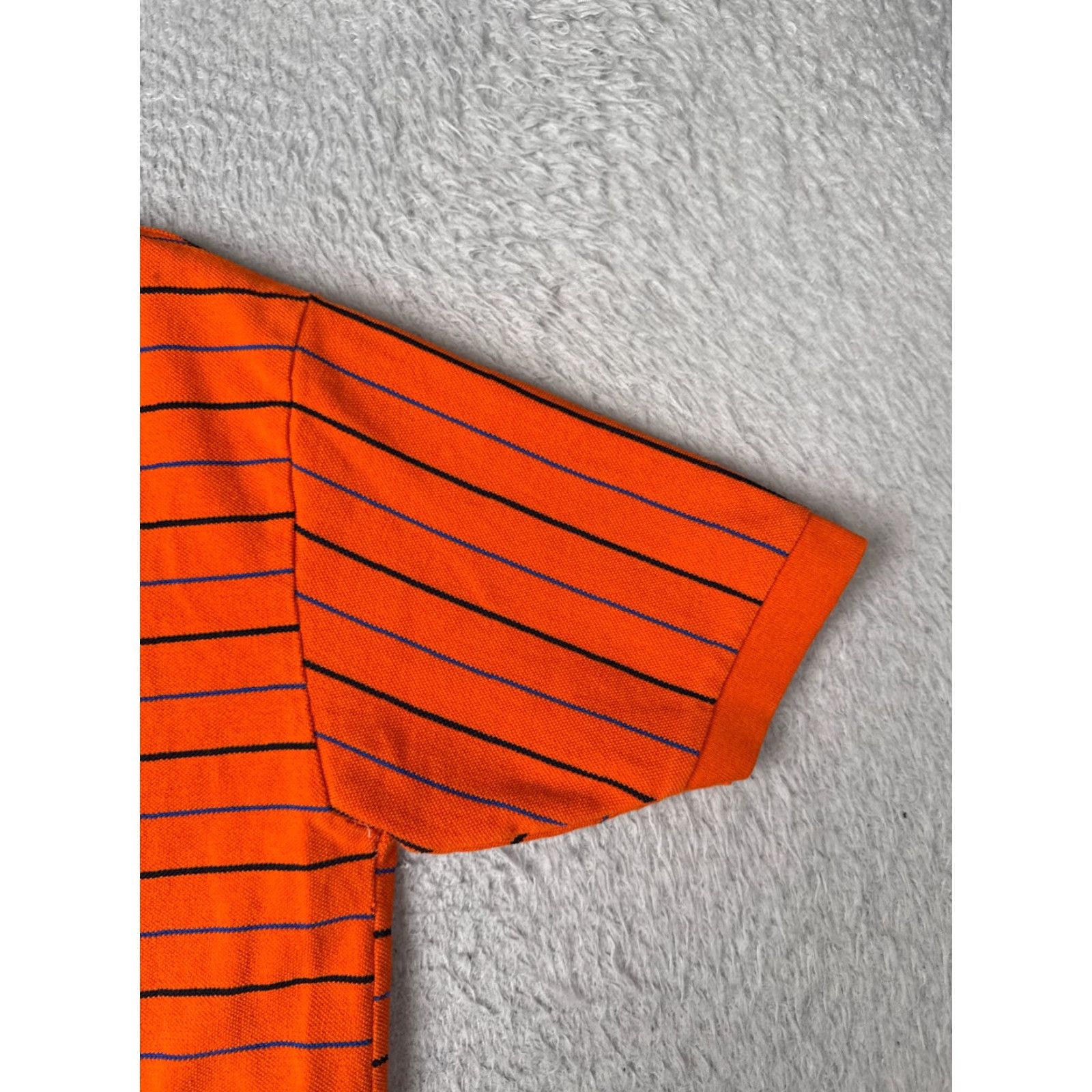 Vintage Polo Shirt Men Medium Orange Stripe Short Sleeve 100% Cotton Embroidered Mens Size US M / EU 48-50 / 2 - 2 Thumbnail