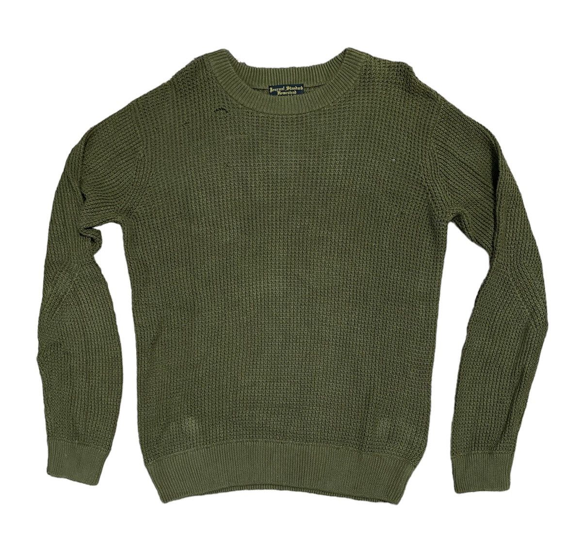 image of Journal Standard Homestead Knitwear Distressed Seditionaries in Army Green, Men's (Size Medium)