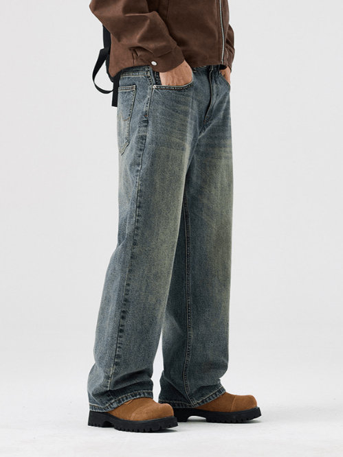 Japanese Brand Washed distressed men's vintage loose jeans Size US 34 / EU 50 - 3 Thumbnail
