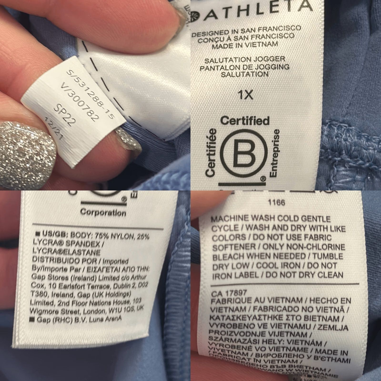 Athleta Athleta Salutation Jogger Blue Pants 1X Pockets Size 40" / US 18 - 8 Thumbnail