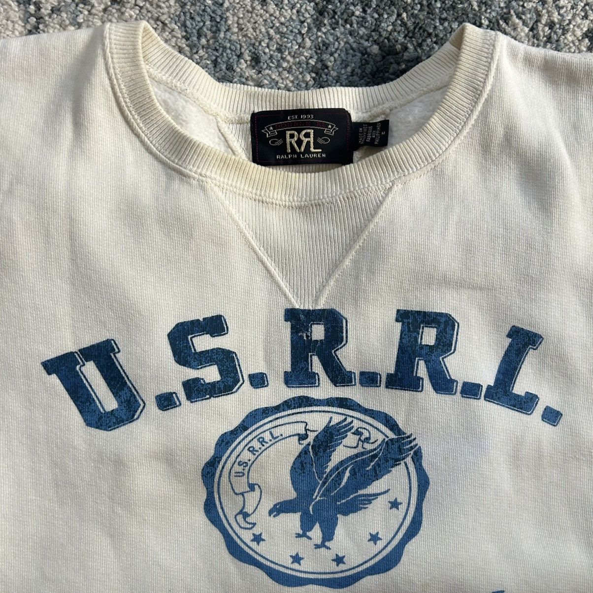 RRL Ralph Lauren 2018 CREAM U.S.R.R.L. MOUNTED COLLAR FOOTBALL CREWNECK BLUE Size US M / EU 48-50 / 2 - 22 Thumbnail