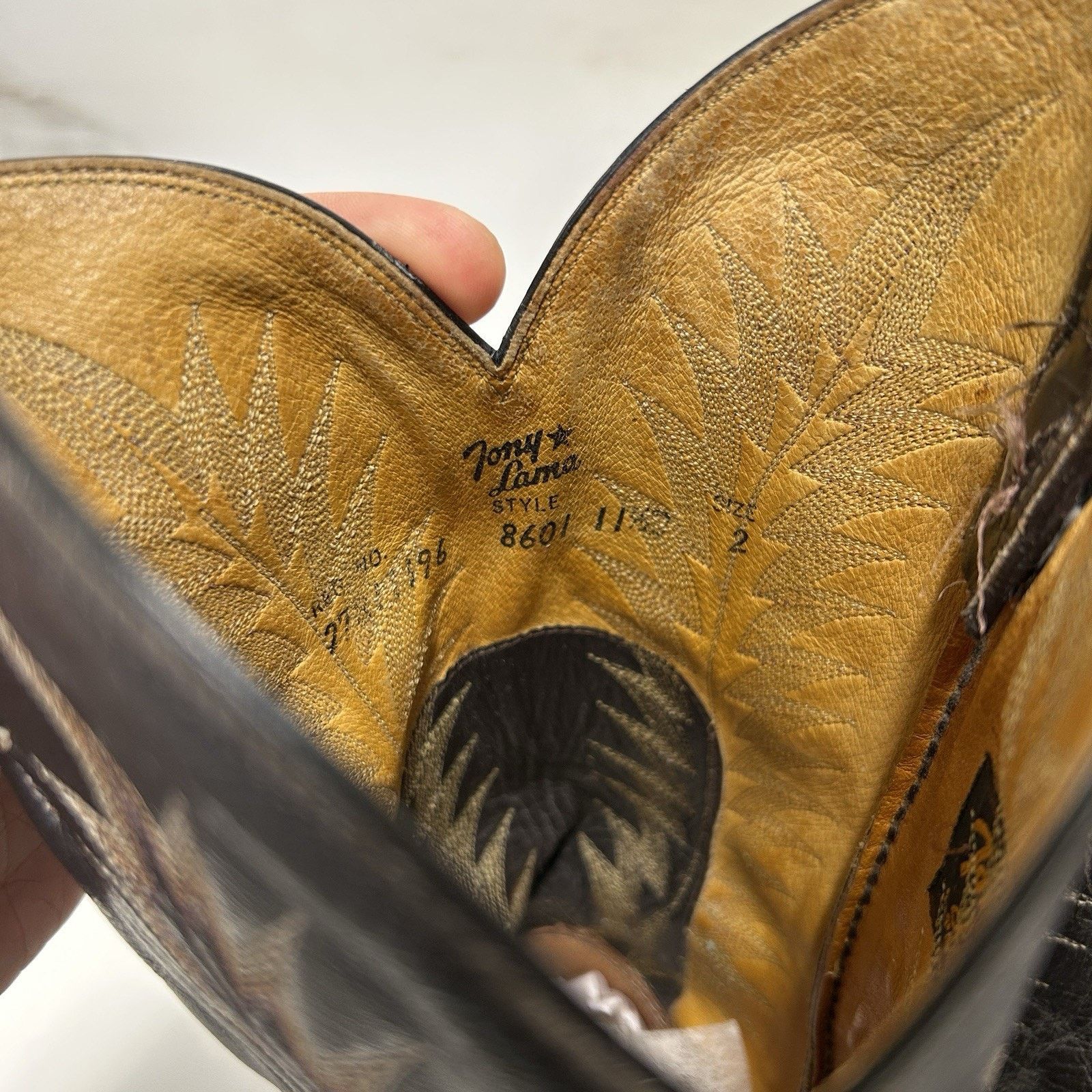 Tony Lama Vintage Tony Lama 8601 Gold Label Elephant Cowboy Boots Size US 11.5 / EU 44-45 - 10 Thumbnail