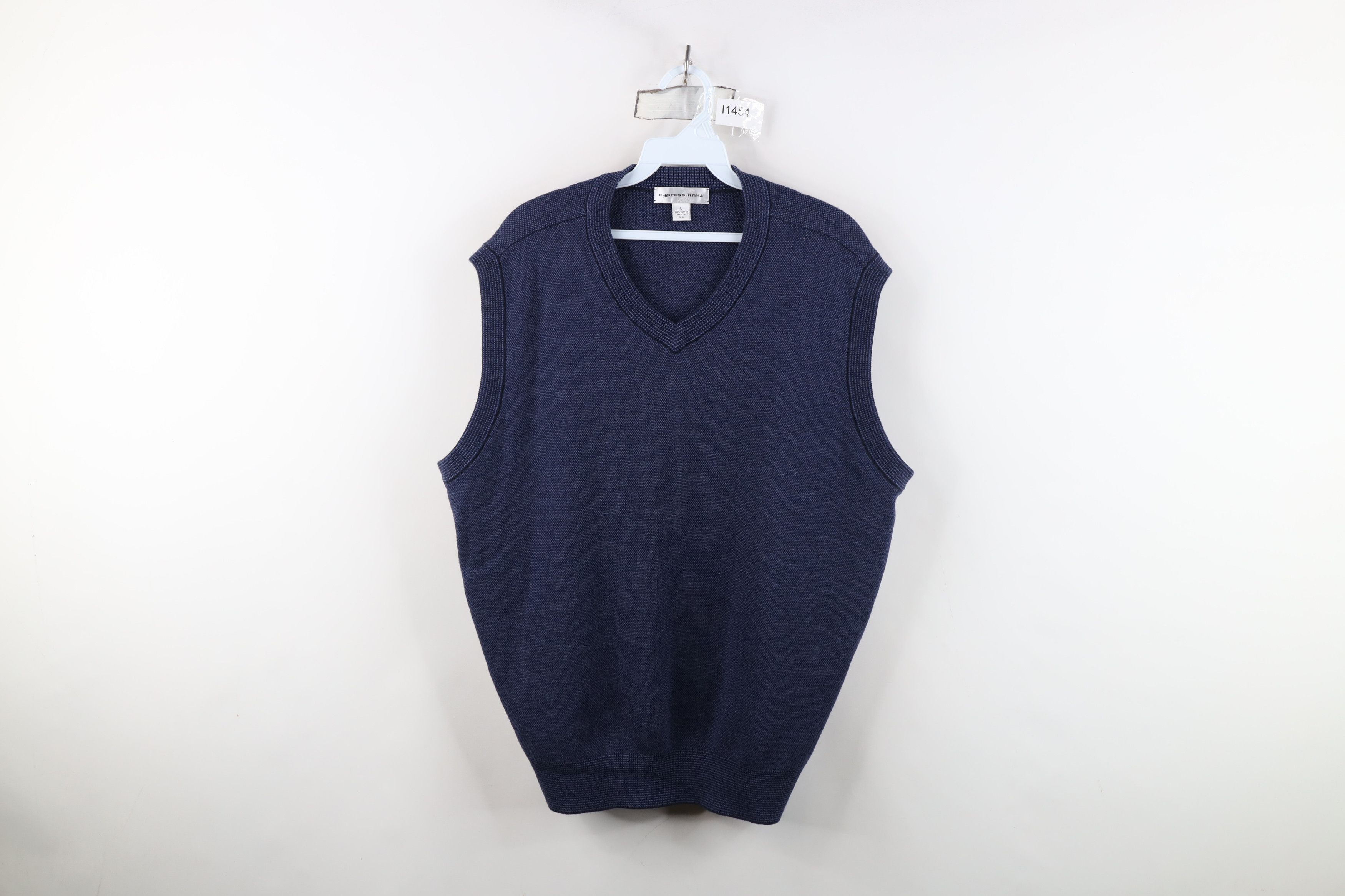 Vintage Vintage 90s Streetwear Blank Thermal Knit Sweater Vest Blue Size US L / EU 52-54 / 3 - 1 Thumbnail