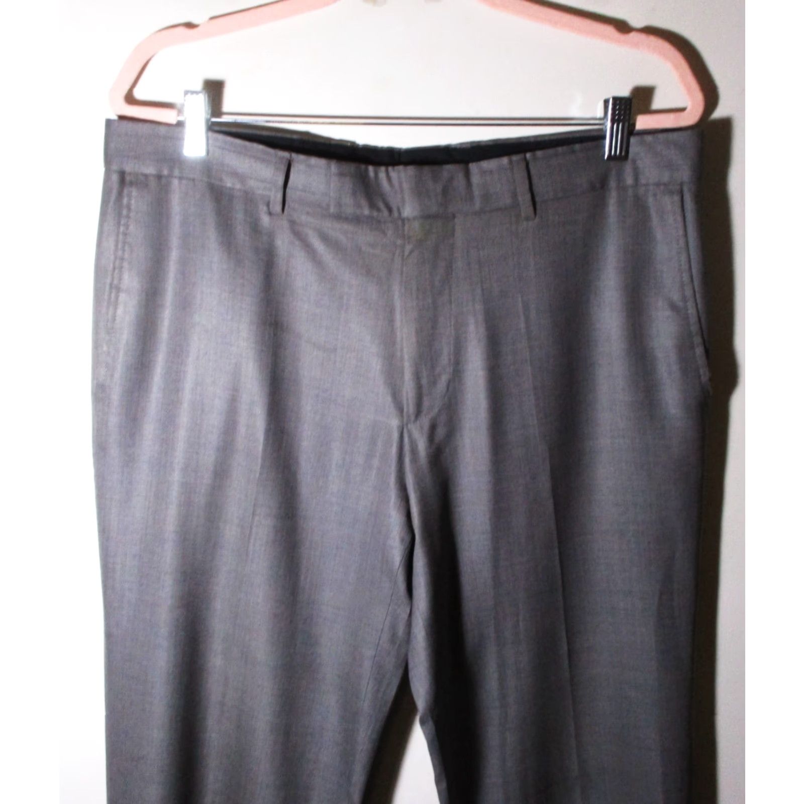 Hugo Boss HUGO BOSS Gray 100% Wool Flat Dress Pants Men's 36W 30L Bodysuit? Size 36R - 2 Thumbnail