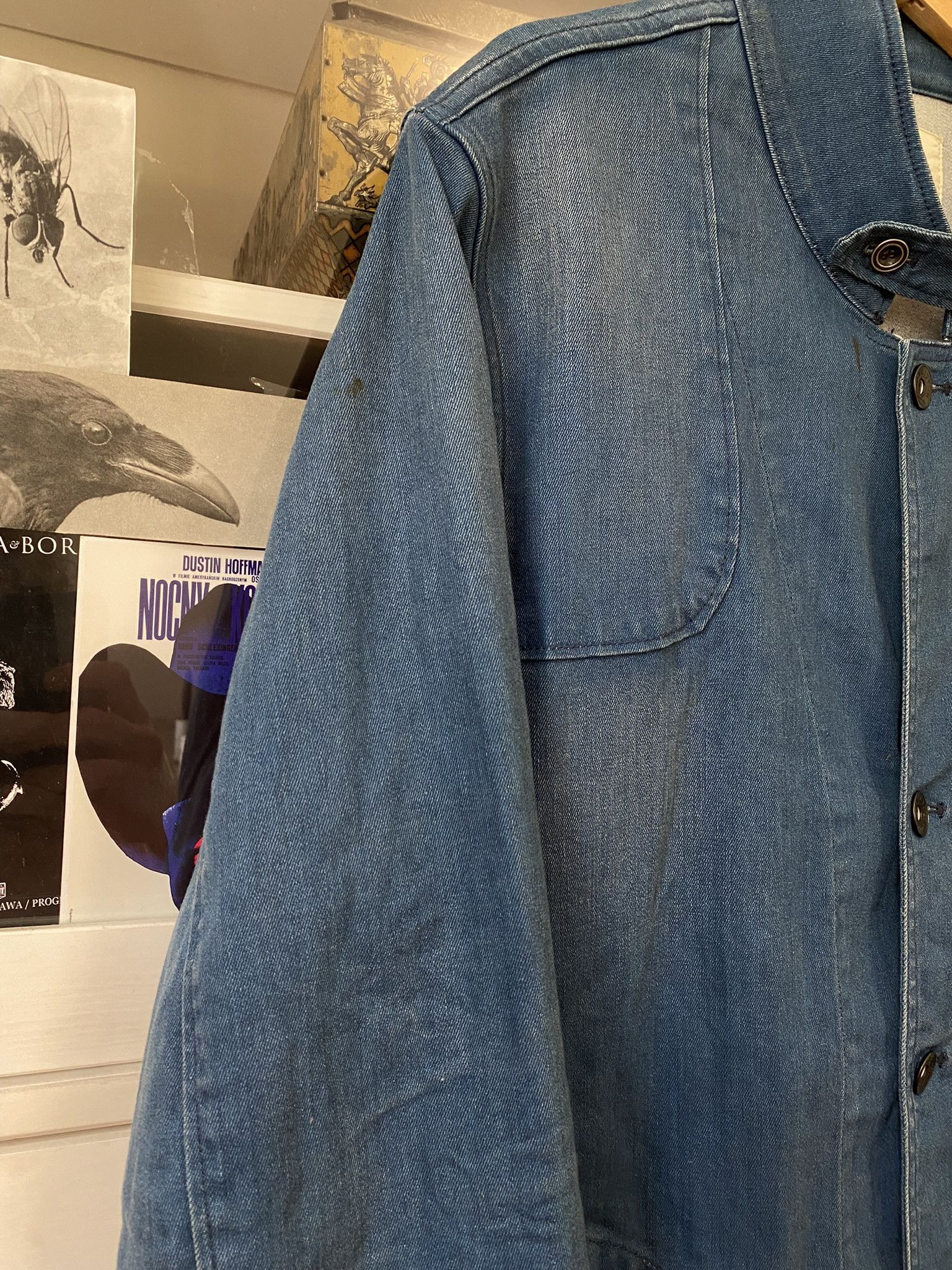 Selected Homme Vintage Washed Indigo Workwear Chore Coat Jacket Denim Size US XL / EU 56 / 4 - 11 Thumbnail